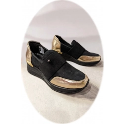 Damskie sneakersy wsuwane czarny+złoto nr 37