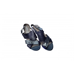 Sandały damskie ze skóry granatowe obc.6cm nr.37