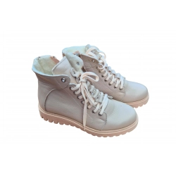 Botki beżowe skórzane obc.3cm nr.37