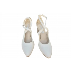 Sandały damskie skórzane  ecru obcas 7cm nr.37