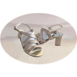 Sandały damskie ze skóry beżowe obcas 6 cm nr..36