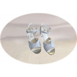 Sandały damskie skórzane srebrne obcas 8,5 cm nr.37