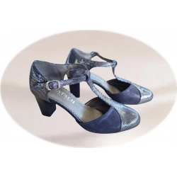 Sandały damskie skórzane granatowe obc.6 cm nr.35