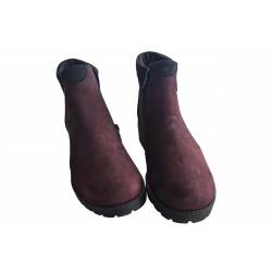 Botki damskie skórzane  burgund obc.4cm nr.37