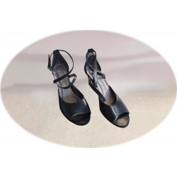 Sandały damskie ze skóry czarne obcas 7cm nr.37