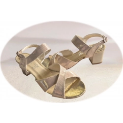 Sandały damskie ze skóry beżowe obcas 5cm nr.36