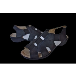 Skórzane sandały czarne obcas 3 cm nr 38