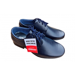 Eleganckie skórzane półbuty Moskała granatowe tęg G nr.35