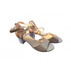 Sandały damskie ze skóry beż obcas 5cm nr.37