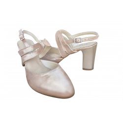 Sandały damskie skórzane  beżowe obcas 8cm nr.37