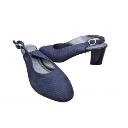 Sandały damskie ze skóry granatowe obcas 5,5cm nr.37
