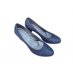 Czółenka damskie ze skóry Granatowe obc.8cm nr.37