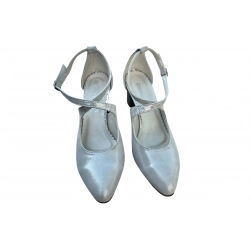 Sandały damskie ze skóry srebrne obc.5 cm nr.37