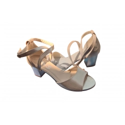 Sandały damskie ze skóry beż obcas 5cm nr.37