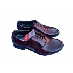 Eleganckie skórzane półbuty Moskała bordowe tęg G nr.42