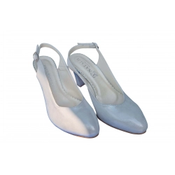 Sandały damskie srebrne skórzane  obc.8 cm nr.37