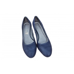 Czółenka damskie ze skóry Granatowe obc.6cm nr.37