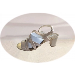 Sandały damskie ze skóry beżowe obcas 6 cm nr..41