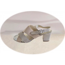 Sandały damskie ze skóry beżowe obcas 5cm nr.37