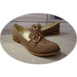 Skórzane mokasyny Natalii beżowe nubuk nr 40