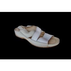 Skórzane sandały beżowo-białe obcas 2 cm nr 37