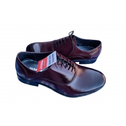 Eleganckie skórzane półbuty Moskała bordowe tęg G nr.42