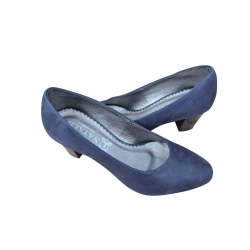 Czółenka damskie ze skóry Granatowe obc. 6cm nr.37