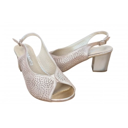 Sandały damskie skórzane  beżowe obcas 5cm nr.37