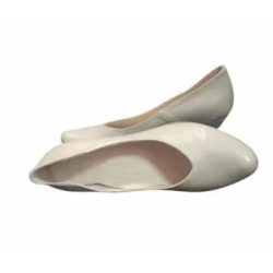 SKÓRZANE czółenko beżowe szpilki szersze 41