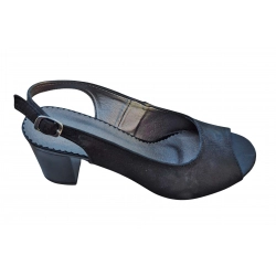 Skórzane czarne sandały obcas 7cm nr.37