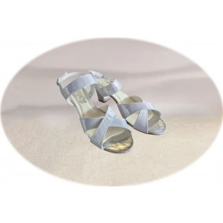 Sandały damskie skórzane srebrne obcas 6cm nr.40