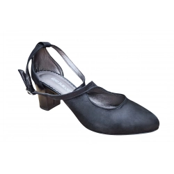 Sandały damskie ze skóry czarne obcas 7cm nr.37