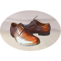 Eleganckie Skórzane półbuty brązowe tęg G nr.41