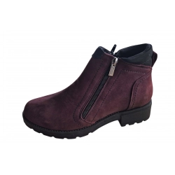 Botki damskie skórzane  burgund obc.4cm nr.37