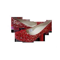 Skórzane czółenka czerwone obcas 4 cm nr 40