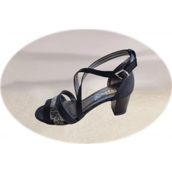 Sandały damskie skórzane czarne obcas 6 cm nr..40
