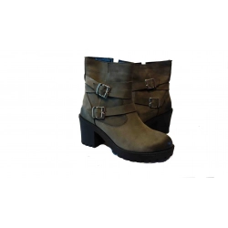 Botki  skórrzane   damskie popiel  obcas 7 cm  na zamek 36