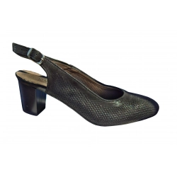 Sandały damskie ze skóry czarne obcas 6cm nr.37