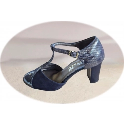 Sandały damskie skórzane granat obcas 6 cm nr.35