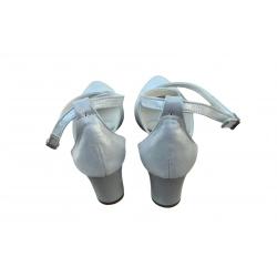 Sandały damskie ze skóry srebrne obc.5 cm nr.37