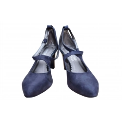 Sandały damskie ze skóry granat obcas 7cm nr.37