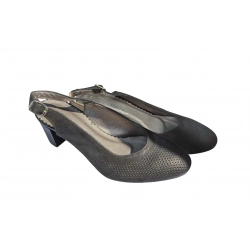 Sandały damskie ze skóry czarne obcas 6cm nr.37