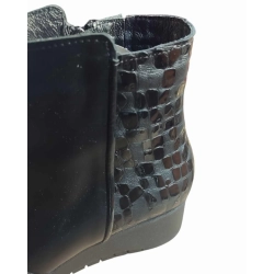 Botki skórzane CZARNE KOTURN 4 CM na szersza stopę 40