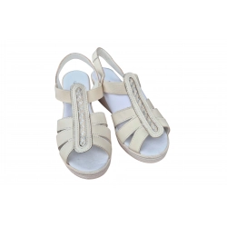 Sandały damskie ze skóry beż kot.6cm nr.37