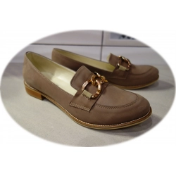 Skórzane mokasyny Natalii beżowe nubuk nr 40