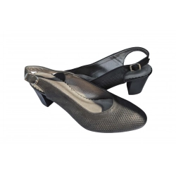 Sandały damskie ze skóry czarne obcas 6cm nr.37