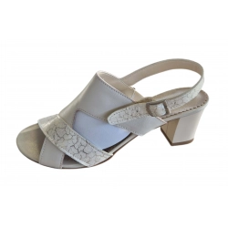 Sandały damskie ze skóry beżowe  obcas 6cm nr.41