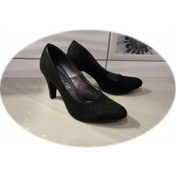 Skórzane czółenka Natalii czarne obcas 8 cm 41