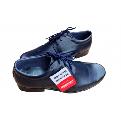 Eleganckie skórzane półbuty Moskała granatowe tęg G nr.37