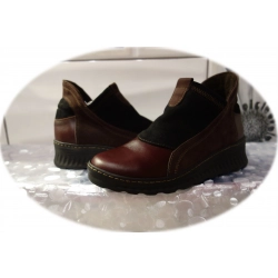 Skórzane botki damskie burgund obcas 4 cm nr 37